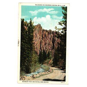 Vintage Postcard Palisades Cimarron Canyon Scenic US 64 Taos Raton New Mexico